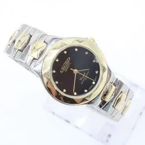 Marco Max Watch Womens Silver Tone Stainless Steel Rhinestones Black Dial